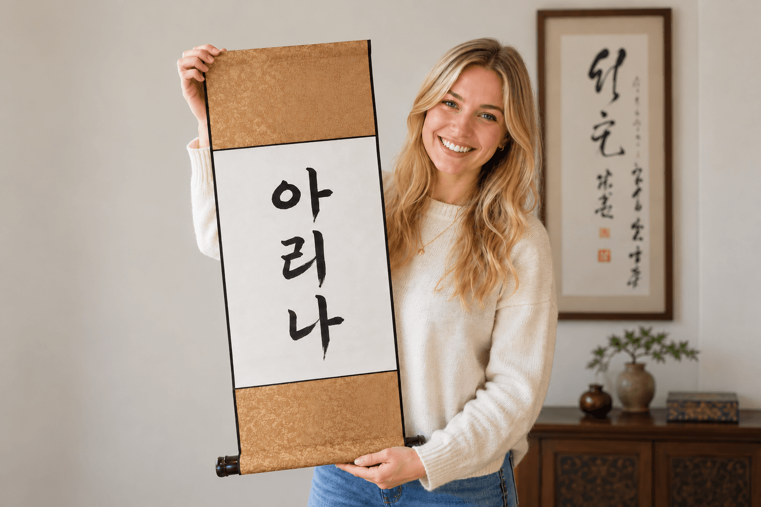 Writing on the hanging scroll